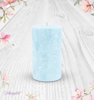 Svíčka Válec 1 (12 cm) – Azurová / Litsea Cubeba / Květinka